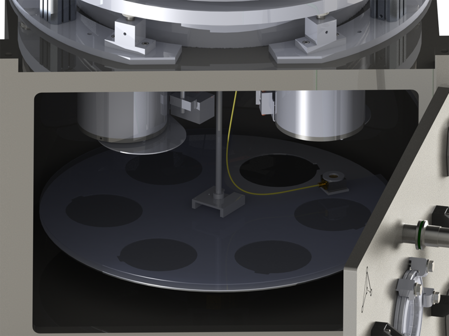 Up to six 4 inch wafers processed in a single run